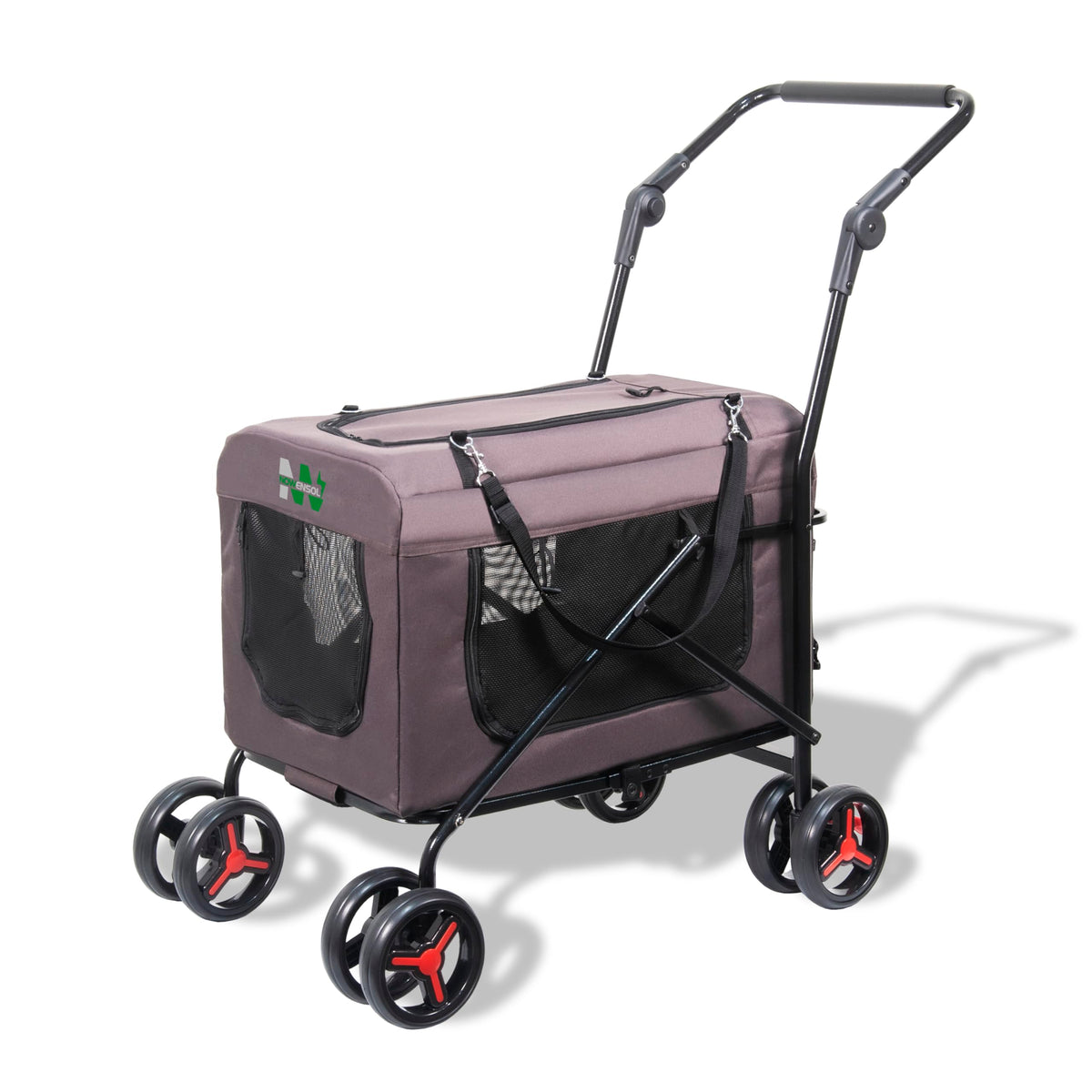 Nowensol Pet Stroller with Detachable Wheels Cat Carrier Dog Carrier Adjustable Mesh Windows Portable Pet Travel Bag Travel Foldable Pet Carrier for Small Cat and Dog (Brown)