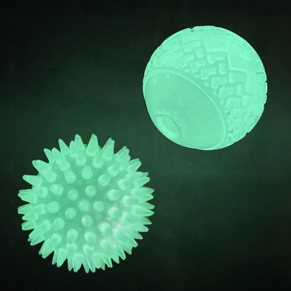 Feixun Dog Glow Ball Dog Dark Glow Ball Glow Dog Toy Ball 2 Pack (B)