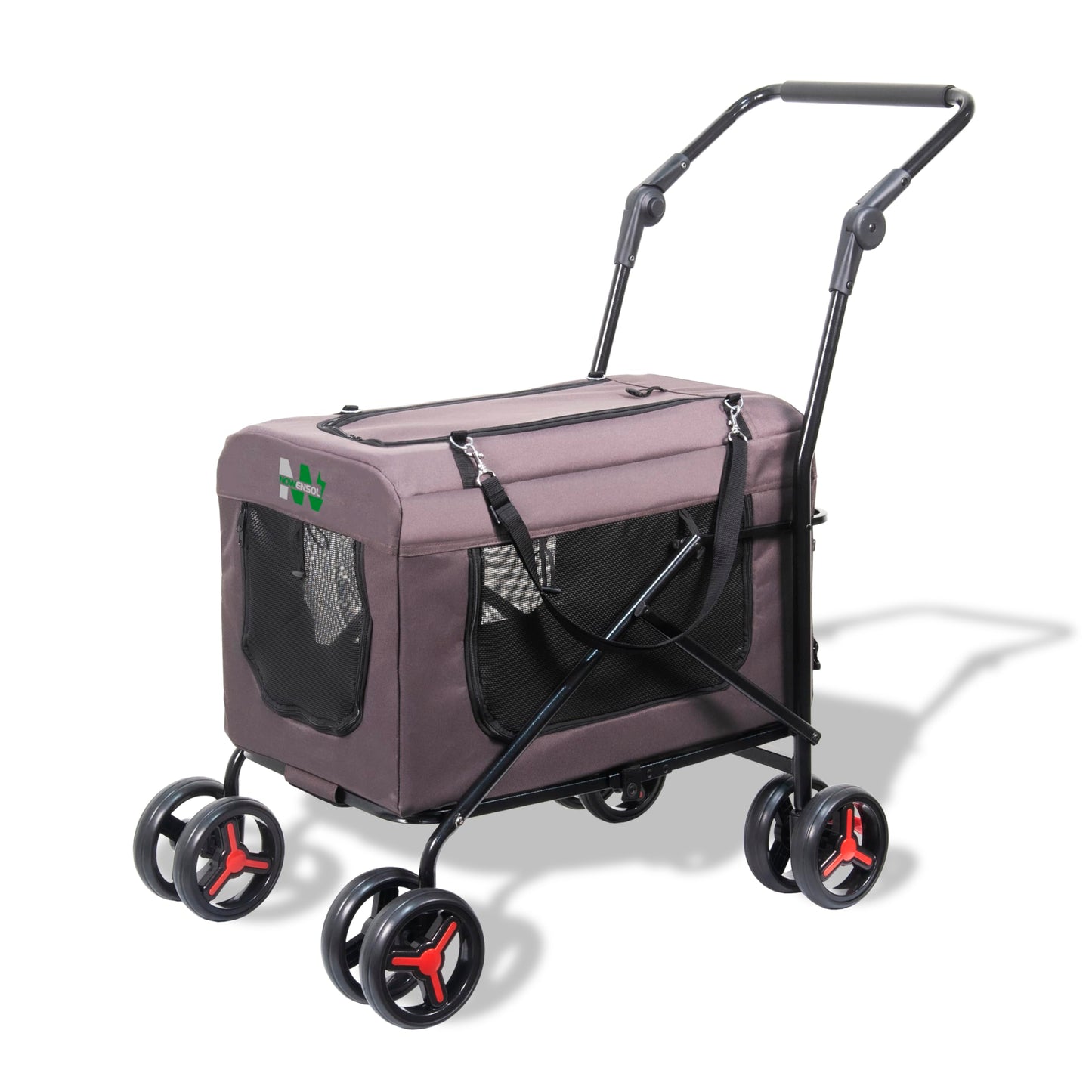 Nowensol Pet Stroller with Detachable Wheels Cat Carrier Dog Carrier Adjustable Mesh Windows Portable Pet Travel Bag Travel Foldable Pet Carrier for Small Cat and Dog (Brown)