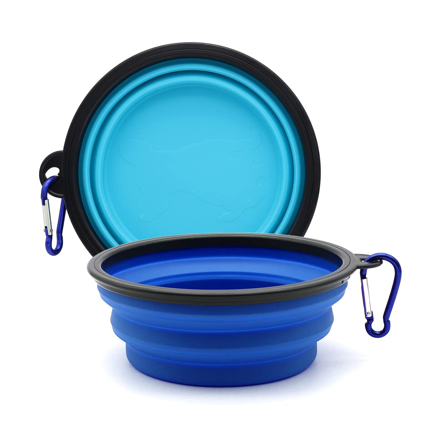 COLLAPSIBLE 2-Pack Small Dog Travel Bowl Collapsible Bowls for Dogs Foldable Cat Water Bowl Portable Pet Feeding Watering Traveling Dish (Light Blue & Dark Blue)